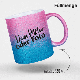 Glitzertasse in Gold und Silber bedrucken