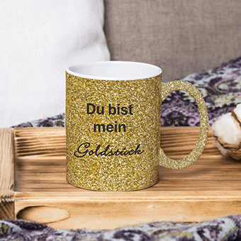 Personalisierter Glitzertasse individuell bedrucken